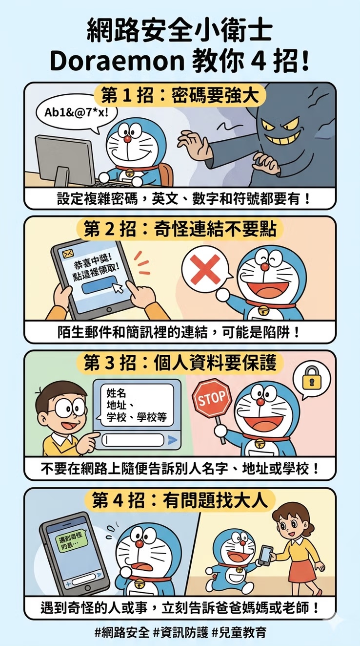 網路安全小衛士 Doraemon 教你 4 招!